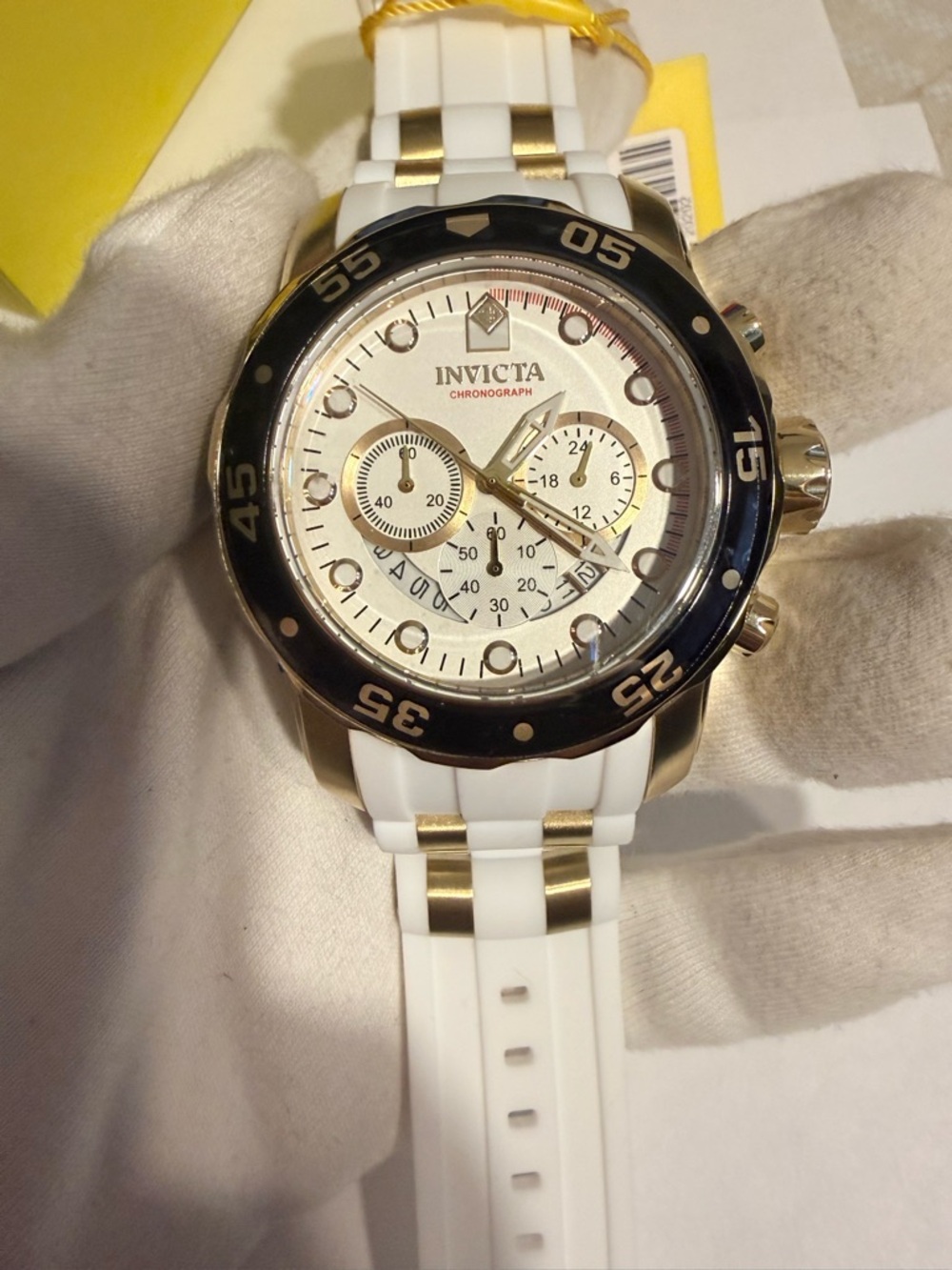 Invicta Pro Diver SCUBA Men's Watch - 48mm, Gold, White- Chronograph